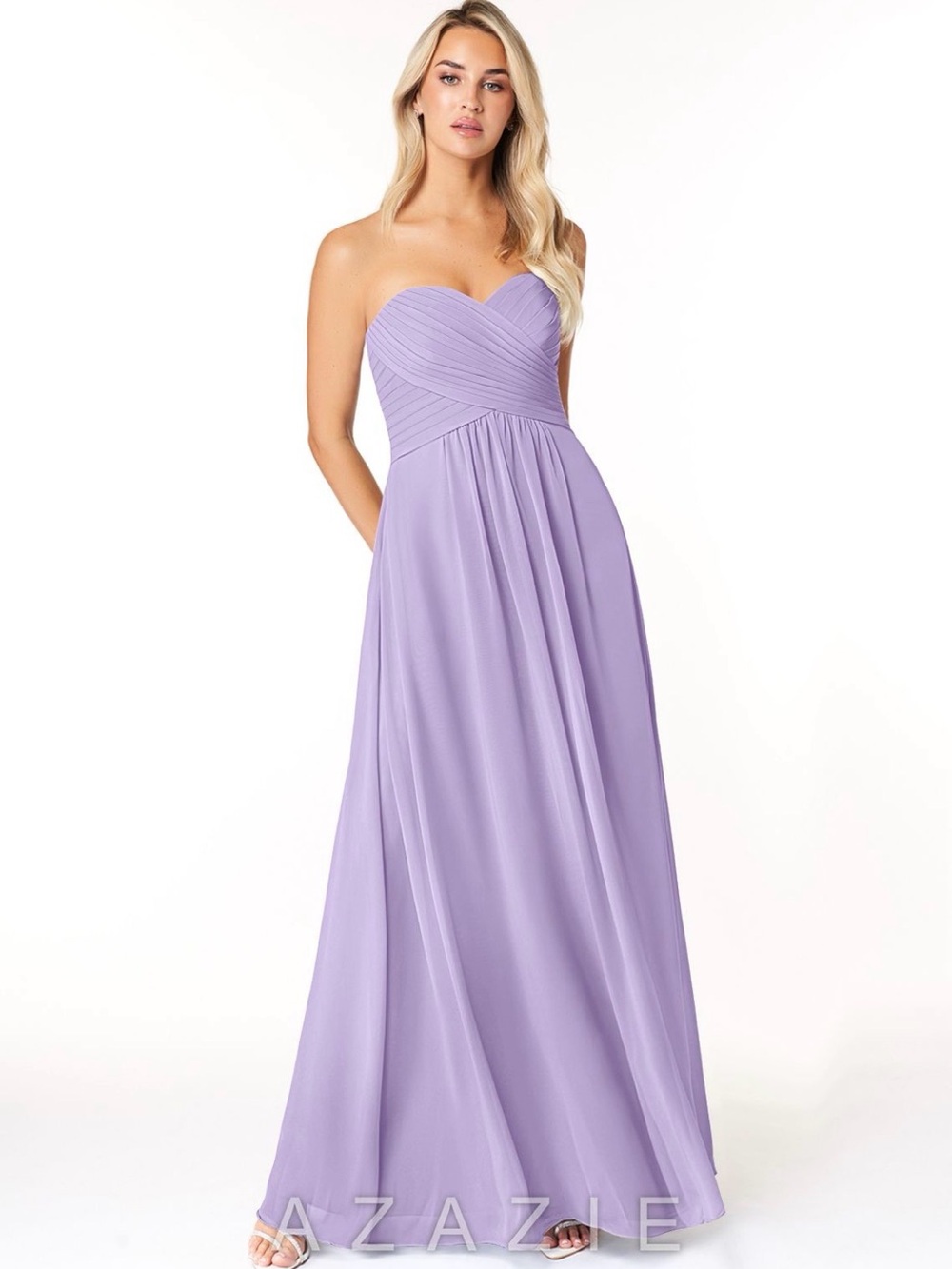 Azazie Lilac Strapless Sweetheart Chiffon Gown